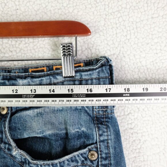 Rock Revival Jeans Mens 33X32 Blue Layne Relaxed Straight Stone Wash Distressed - Picture 6 of 14